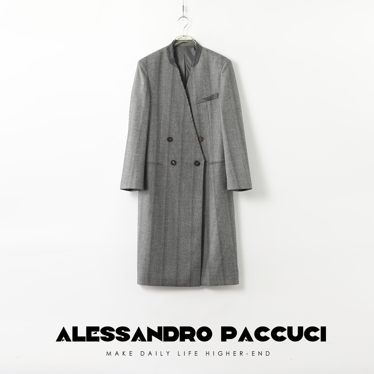 【孤品不退换】洛哥33001DY【黑标系列】意大利进口羊毛宾霸条纹大衣