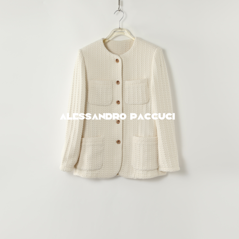 【孤品特价不退换】洛哥44197SK【回归优雅】绵羊毛圆领纯色针织外套