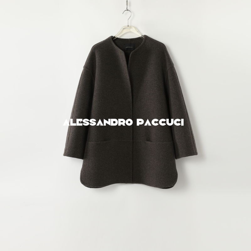AP洛哥44056DS【影痕】黑标100山羊绒立体浮雕纹简约气质双面呢大衣