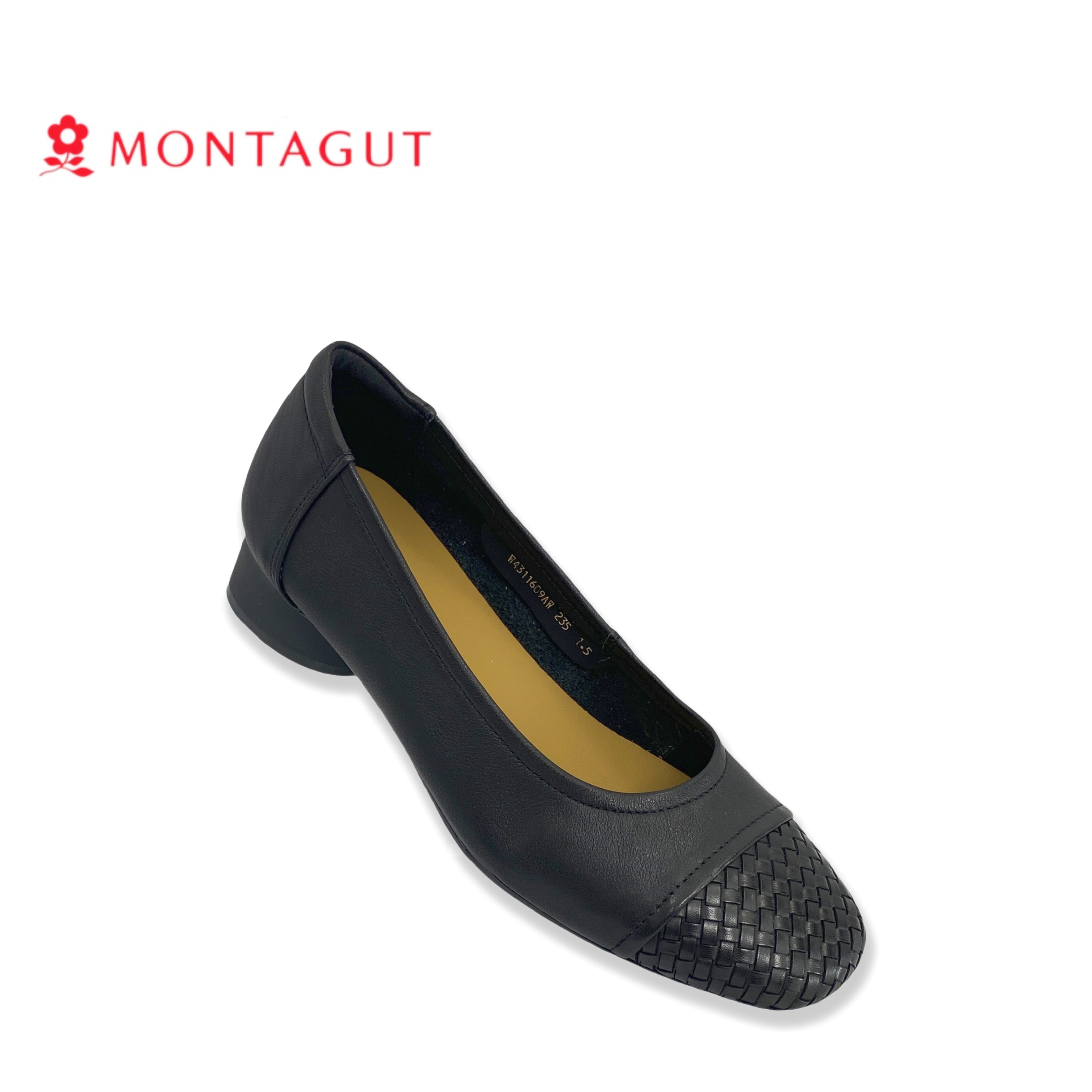 Montagut/梦特娇小羊皮/舒适跟高3cm/编织百搭四季单鞋/4311609