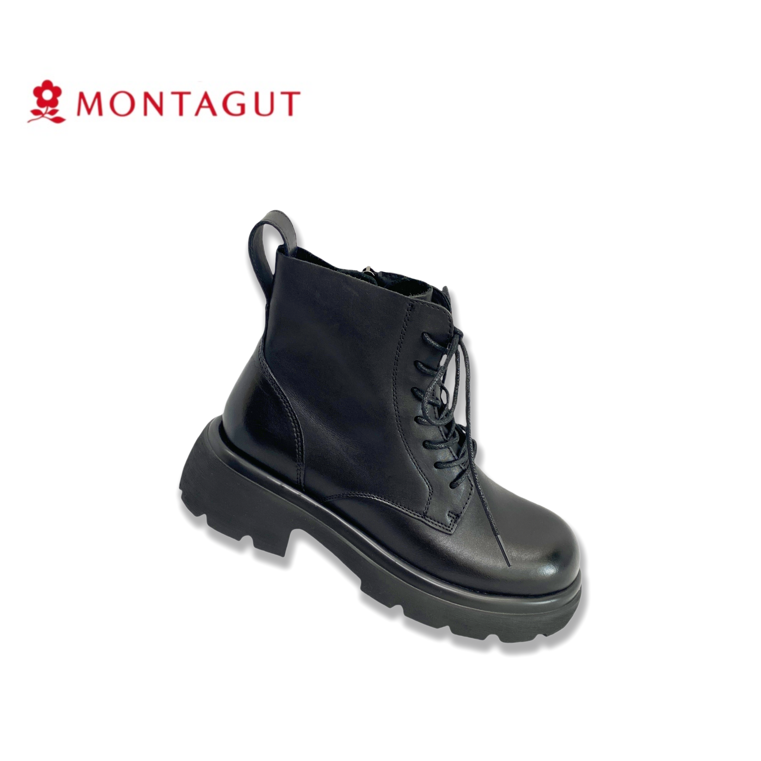 Montagut/梦特娇小牛皮/平底超轻/百搭时尚马丁靴/4310703