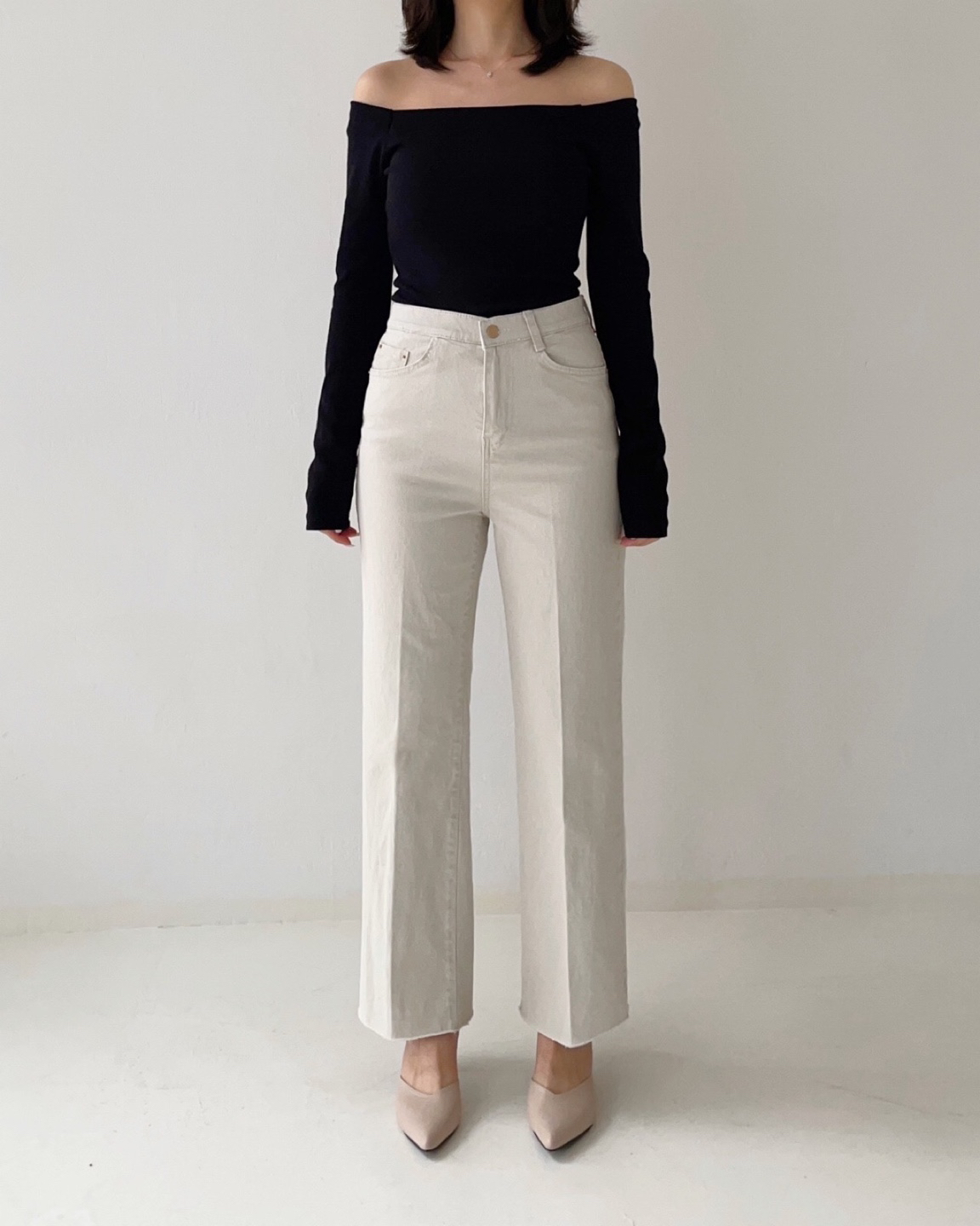 福【H.L】【春秋】【微阔腿】爱心 #102高腰休闲裤女显高显瘦复古做旧