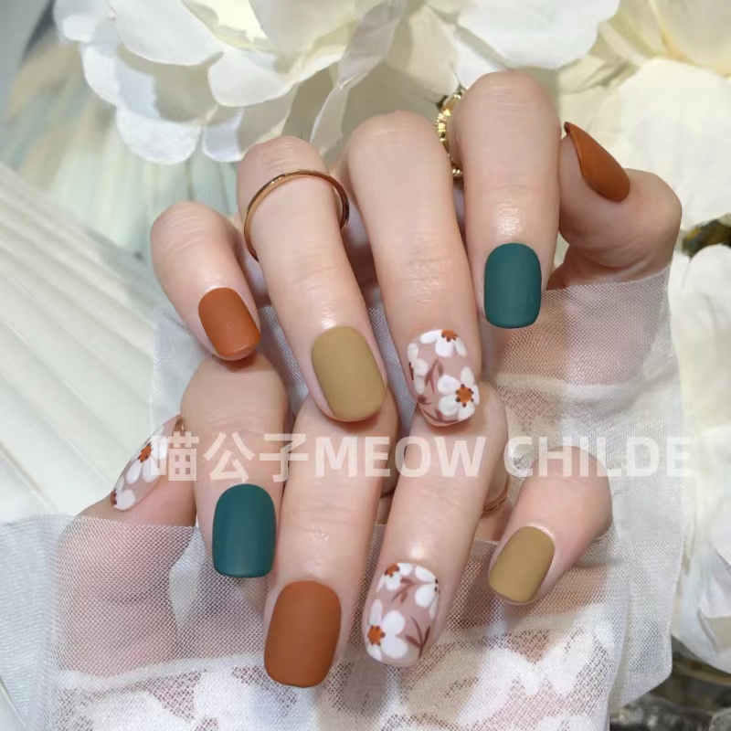 【梨花白】【设计师款】喵公子纯手工穿戴甲可拆卸美甲光疗甲