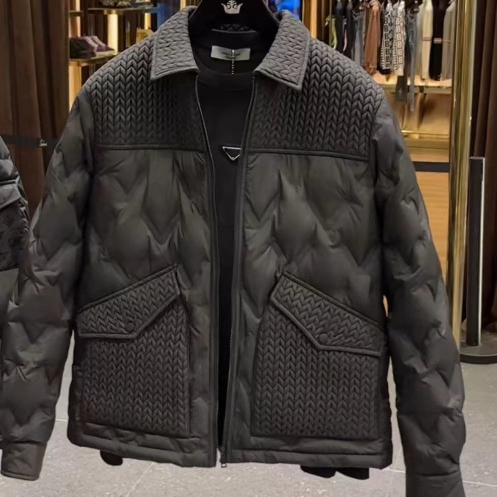 波司断码保暖男士羽绒服冬季麦穗短款帅气加厚拼接翻领纯色潮牌羽