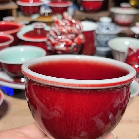 杯景德镇陶瓷红马坊缸杯