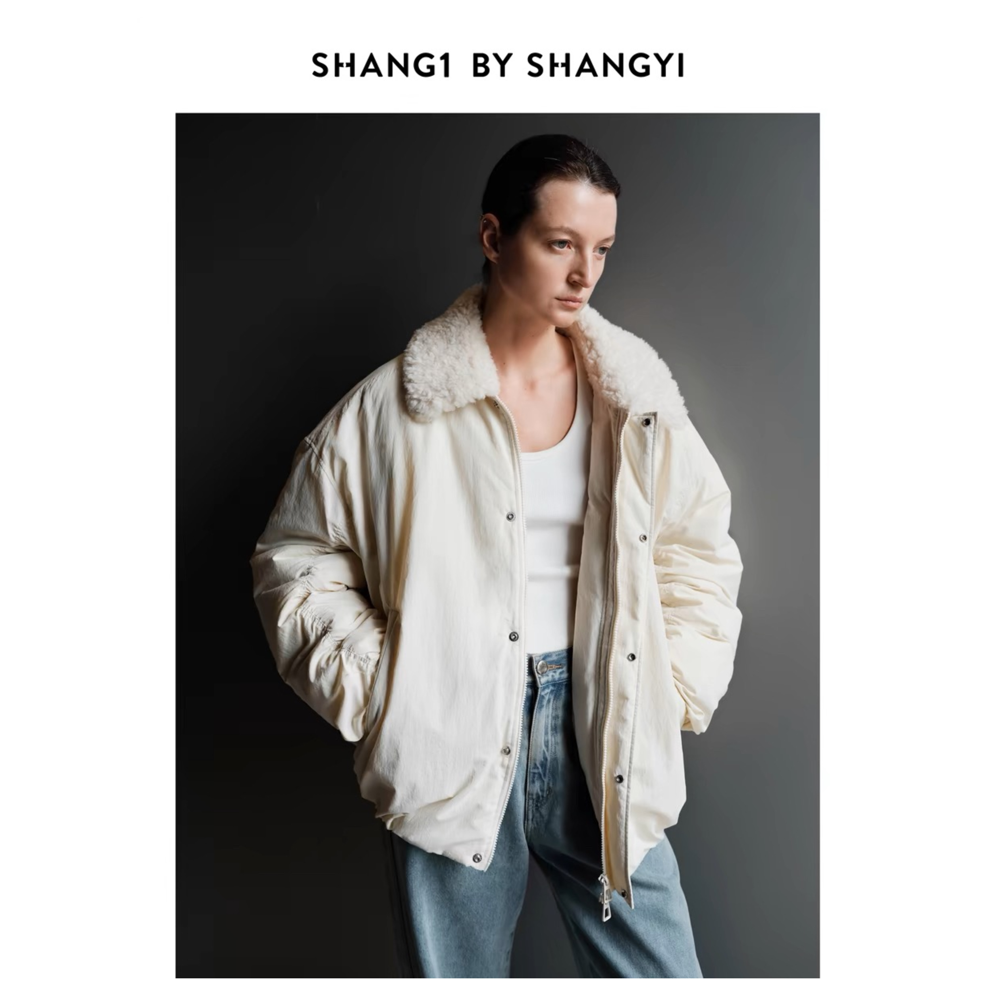 SHANG1 BY SHANGYI 拼接毛毛领面包服