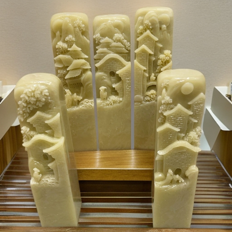 青田石封门青30高11至12cm山水房子钮章书画印章金石篆刻公司礼品