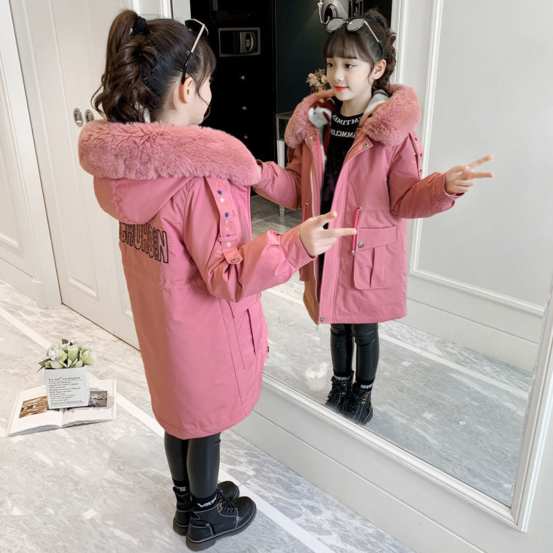 巴拉拉吧童装女童派克服外套冬加厚新款可拆卸内胆儿童洋气加绒中