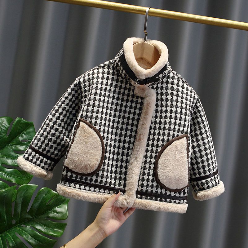 巴拉拉吧男童秋冬款加绒加厚毛呢外套2023年新款儿童冬装洋气上衣