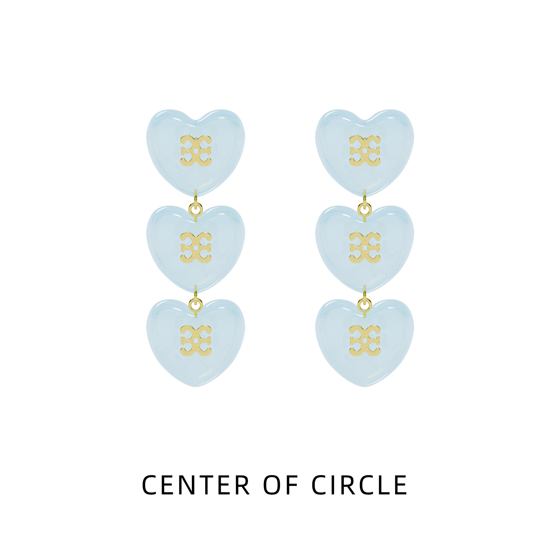 铜合金树脂耳饰 COC圆心铜合金树脂多层手工高定桃心耳钉耳坠