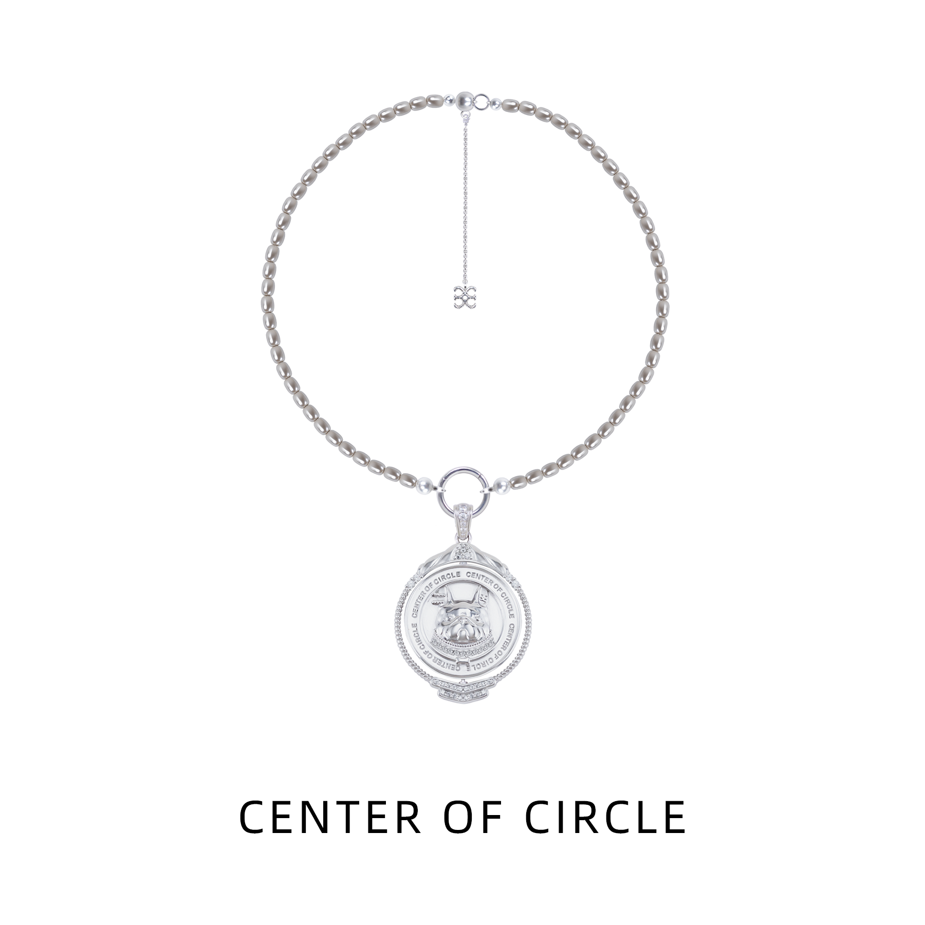 铜合金仿珍珠项链 COC圆心WANGWANG系列手工雕刻法斗项链毛衣链