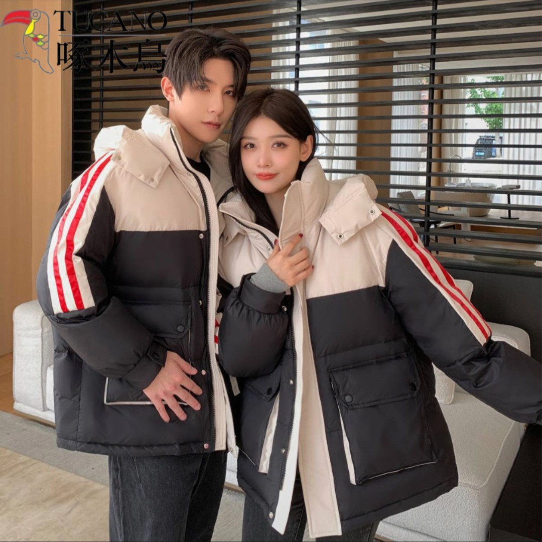 啄木鸟2023男士新款休闲轻暖感冬时尚运动男女外套潮流棉服宽松厚