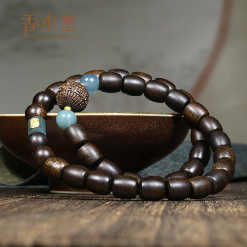 越南芽庄白奇楠玉化沉水级沉香手串8mm双圈设计款