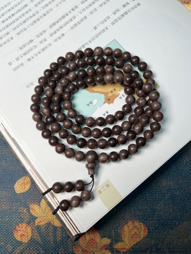 木义堂【王炸福利】文莱天然高油沉香手串8mm108颗圆珠多圈男女正品