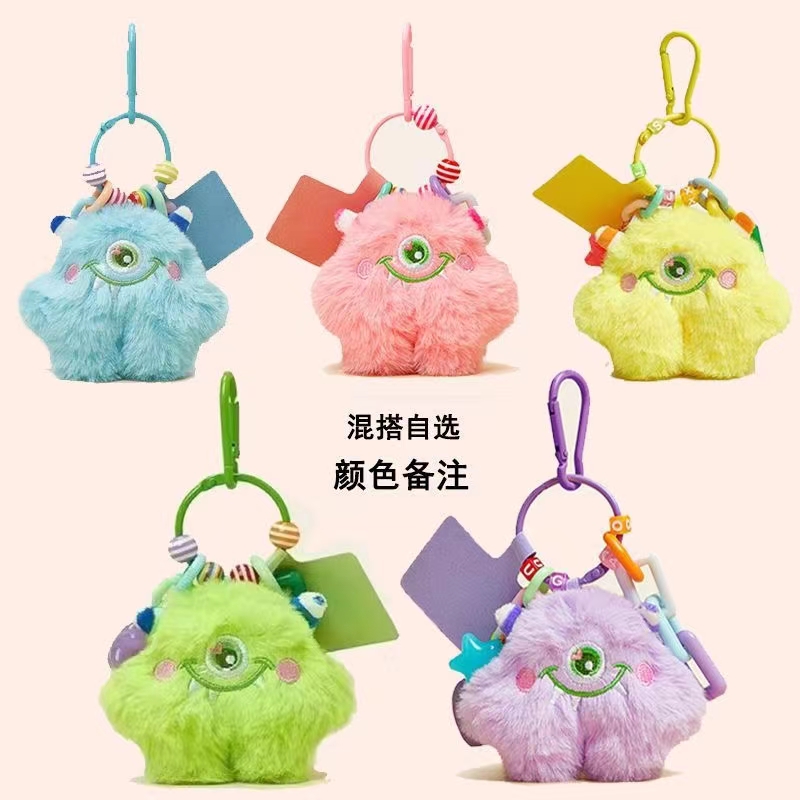 创意毛绒大眼仔毛绒公仔笨笨玩偶挂件网红ins钥匙扣包包书包挂件