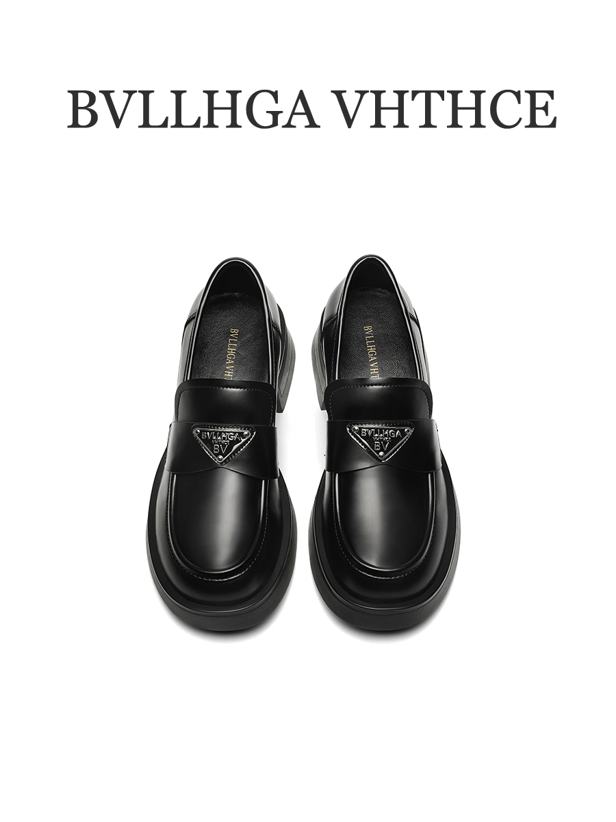 BVLLHGA VHTHCE 新款三角标乐福鞋百搭软皮胎牛时尚真皮女鞋 8809