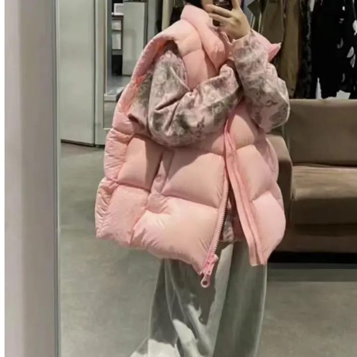 2025秋冬季新款宽松慵懒风立领羽绒马甲女休闲百搭复古无袖外套潮