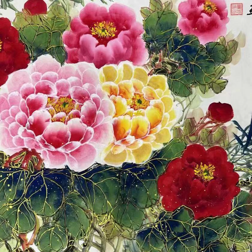 霍志楠国画作品《水晶国色天香》，小六尺宣纸