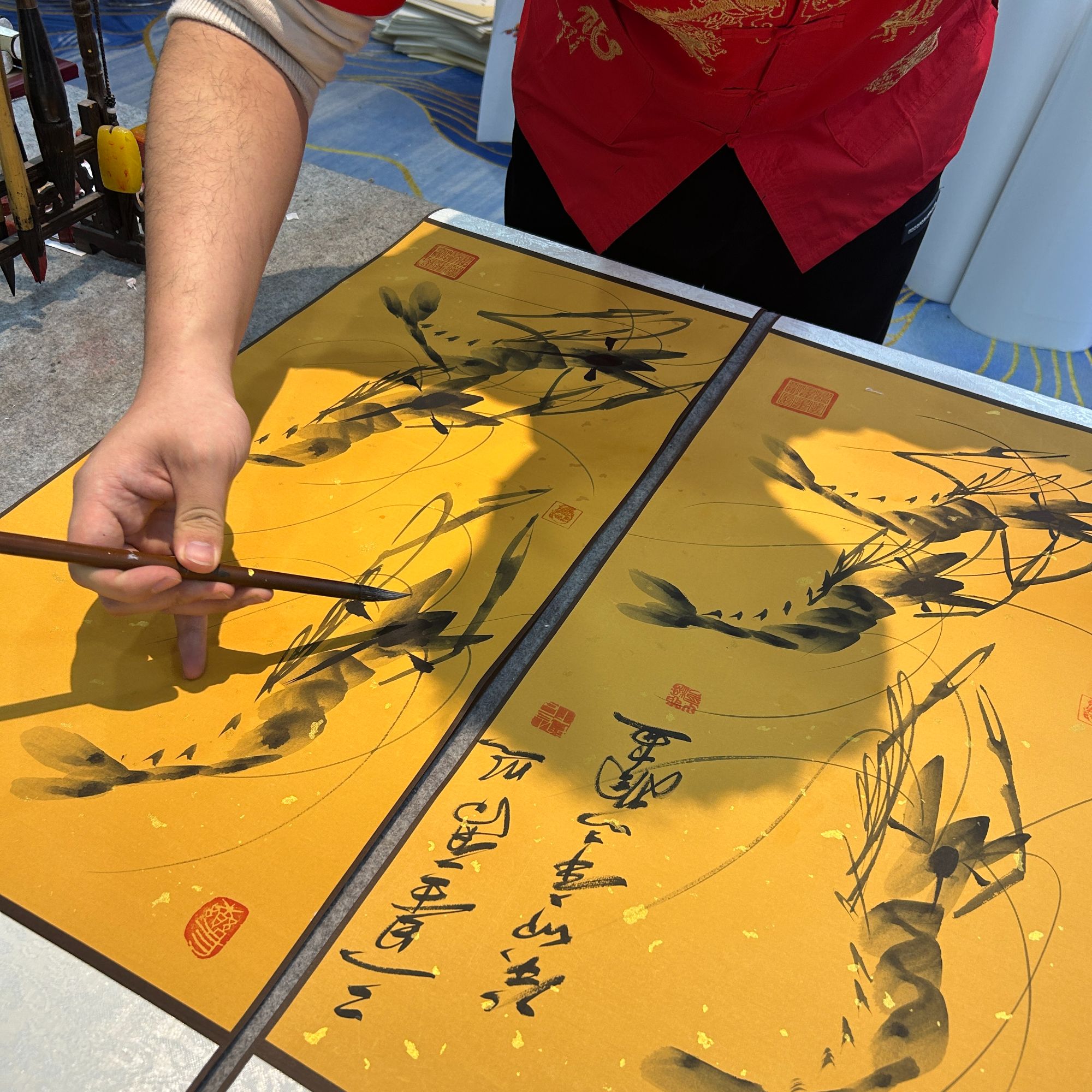 霍志楠国画作品《三星高照》93*32cm，实木卷轴装裱