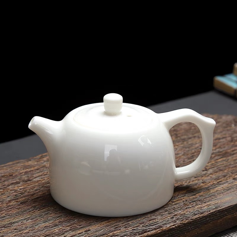 陶瓷羊脂玉泡茶单壶大红袍西施壶红茶茶具套装功夫纯白瓷泡茶器