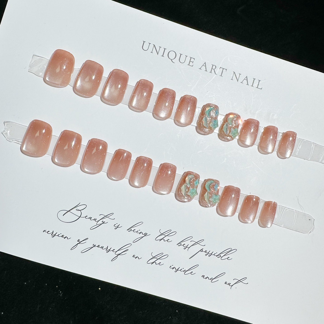 19【短款】手工西柚猫眼穿戴甲