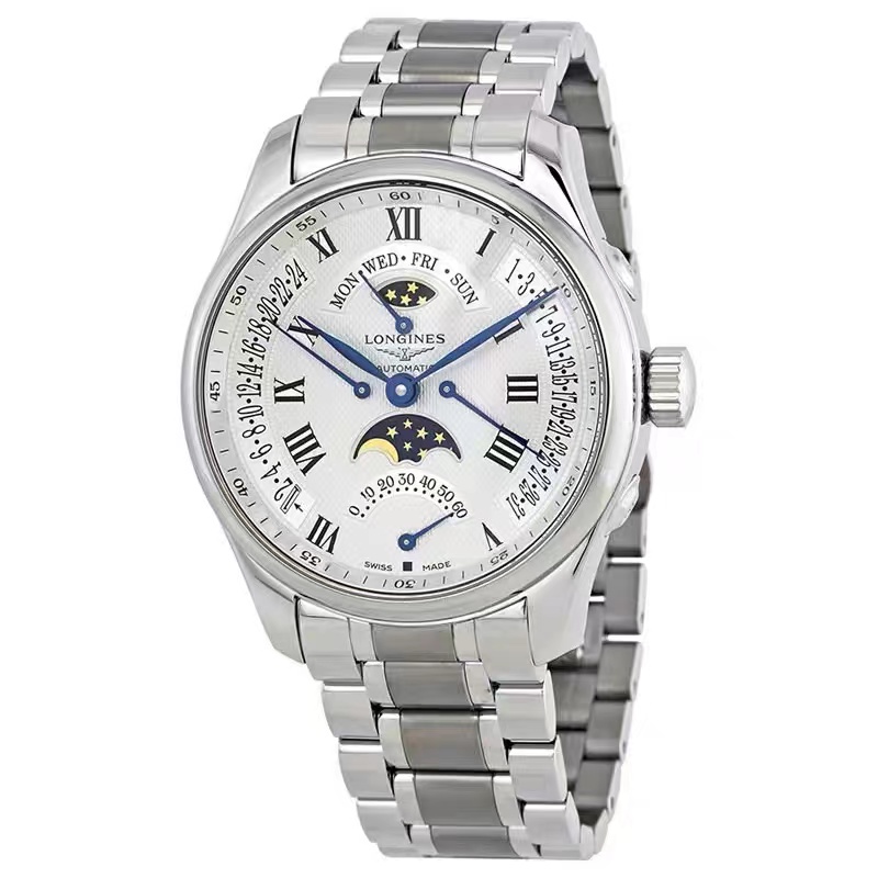 99新 Longines/浪琴 L2.739.4.71.6/飞返739逆跳月相/41表径