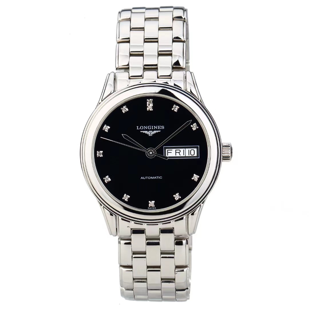 99新 Longines/浪琴  L4.799.4.57.6/军旗799黑盘原镶钻/36表径