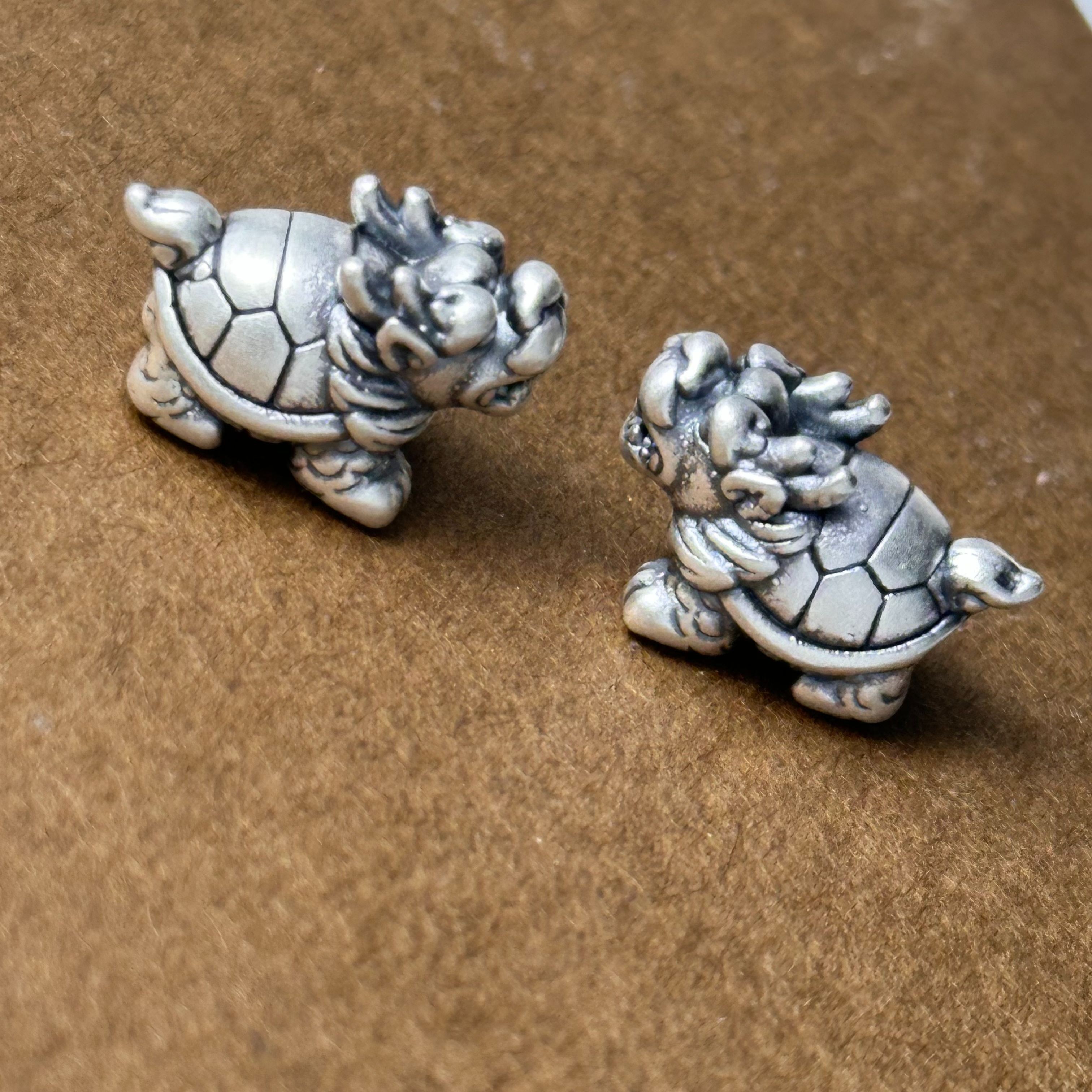 吊坠足银 足银银制品 【满19包邮】0815-龙龟通孔手工diy首饰配件