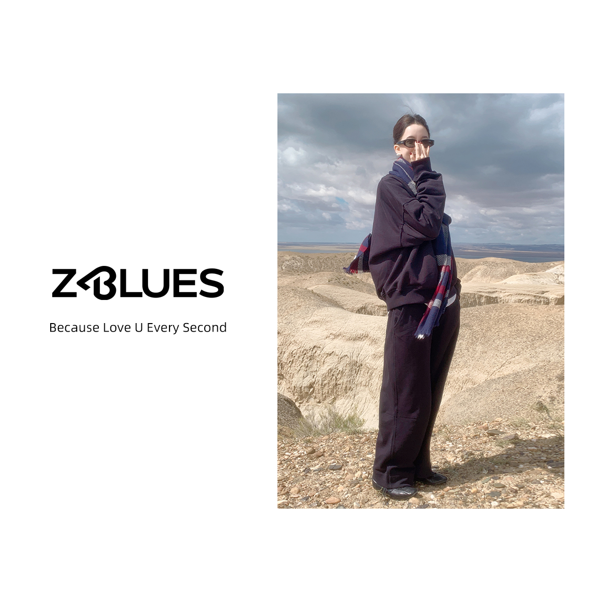 Z.blues【机场卫衣】純棉圆领套头藏青蓝卫衣+卫裤套装YZJXYD0012TZ