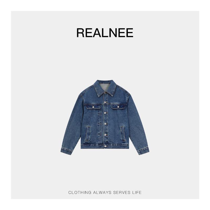 REALNEE【哈曼顿】土耳其长绒棉极简牛仔外套美式复古腔调穿搭05202