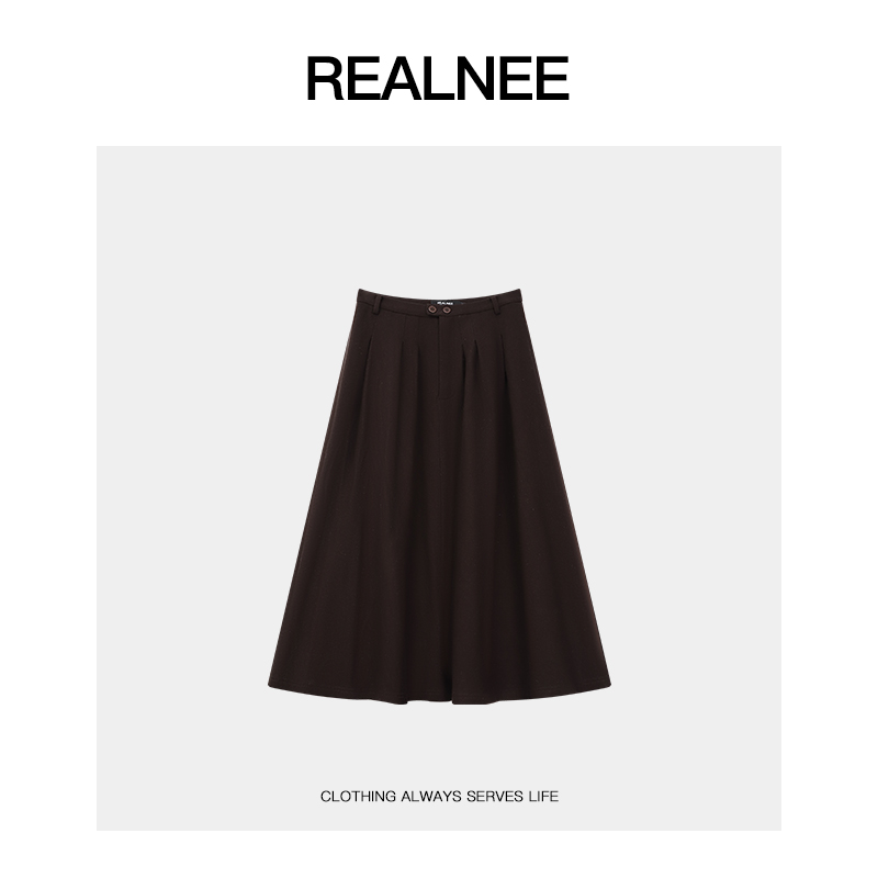 REALNEE【雅丹风】眻毛松弛感穿搭随性风遮胯显瘦半身裙中长款10116