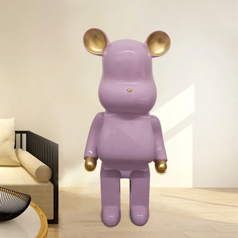 潮玩积木紫色款熊客厅落地大号摆件电视柜店面装饰礼品可爱熊3580