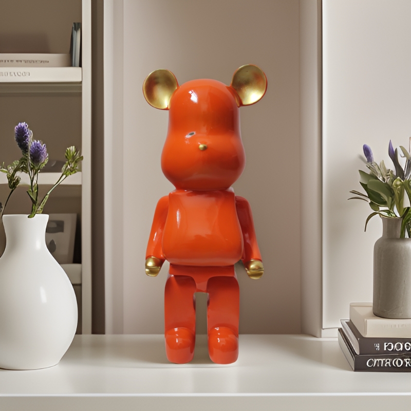 轻奢48CM橙色马丁小熊客厅摆件潮玩存钱罐摆件装饰马丁小熊存钱罐