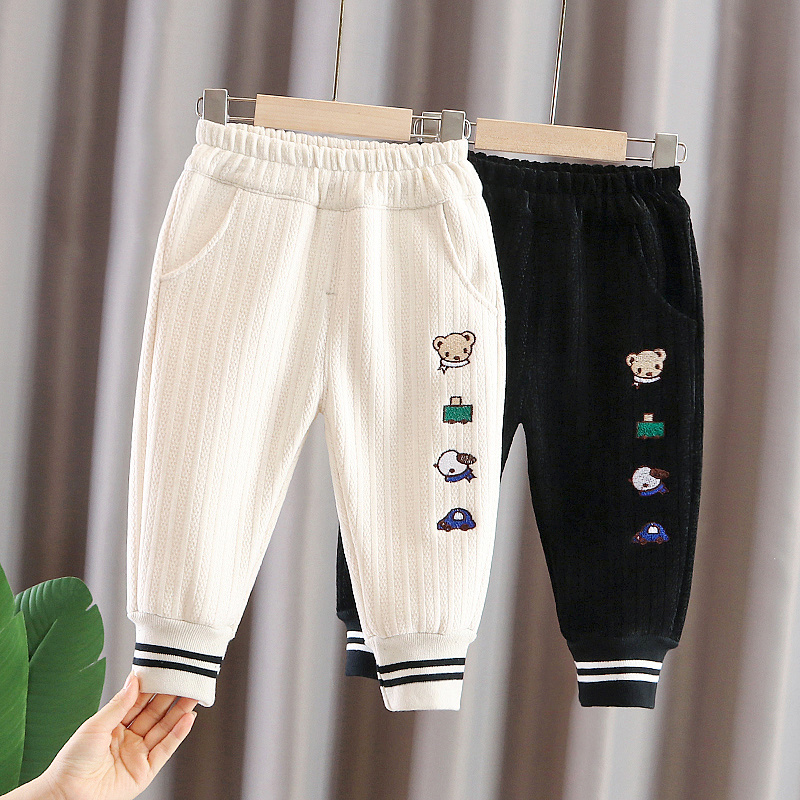 儿童加绒裤一体绒裤子小童装加绒裤秋冬装男女童宝宝冬季加厚棉裤
