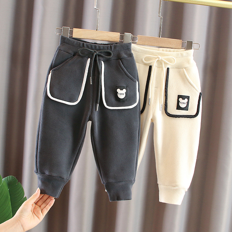 旺男女童保暖裤秋冬儿童装洋气一体绒宽松裤套棉裤宝宝加绒长裤子