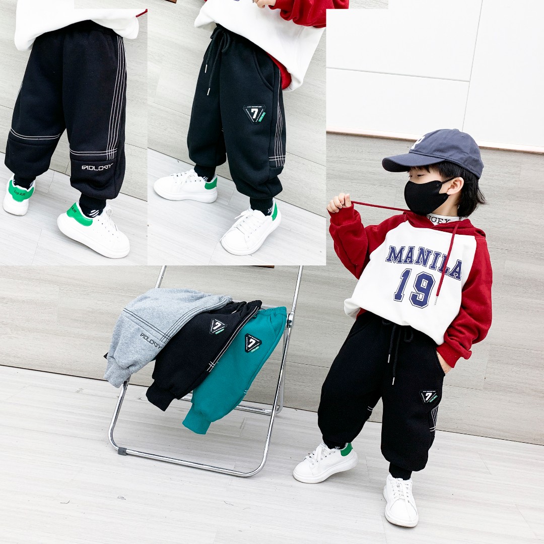 男童加绒运动裤冬装新款小童装一体绒裤子秋冬季宝宝薄绒长裤