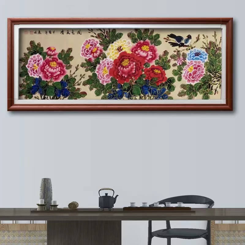 陈丽娟-古水晶牡丹-六尺卷轴-手绘作品