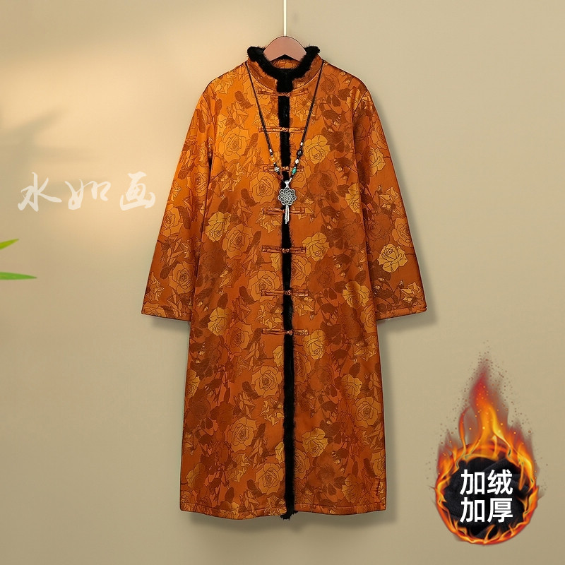 【秋语】秋冬2023新款新中式中长款上衣女国风冬季加绒加厚风衣外套