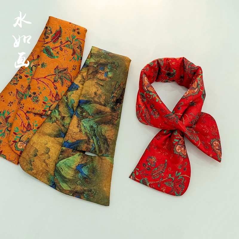 【锦舒】宋锦中国古风棉围脖双层新中式围巾女款秋冬季保暖加厚丝巾