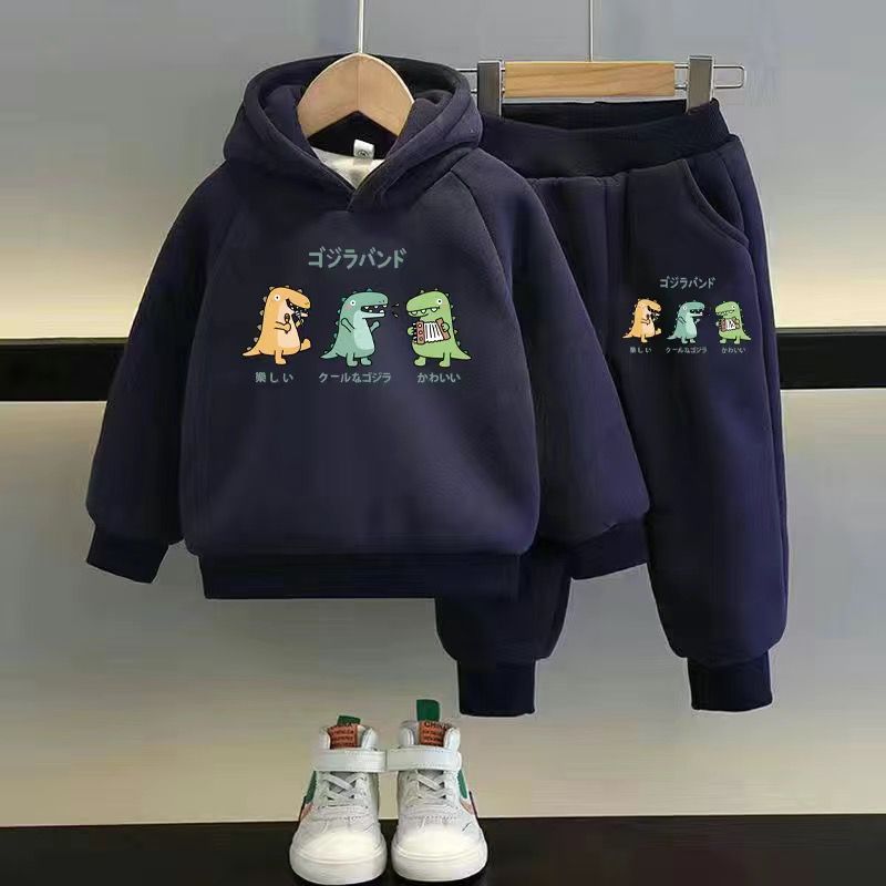 男童冬装加绒卫衣套装洋气宝宝运动服儿童秋冬加厚帅气衣服潮A229