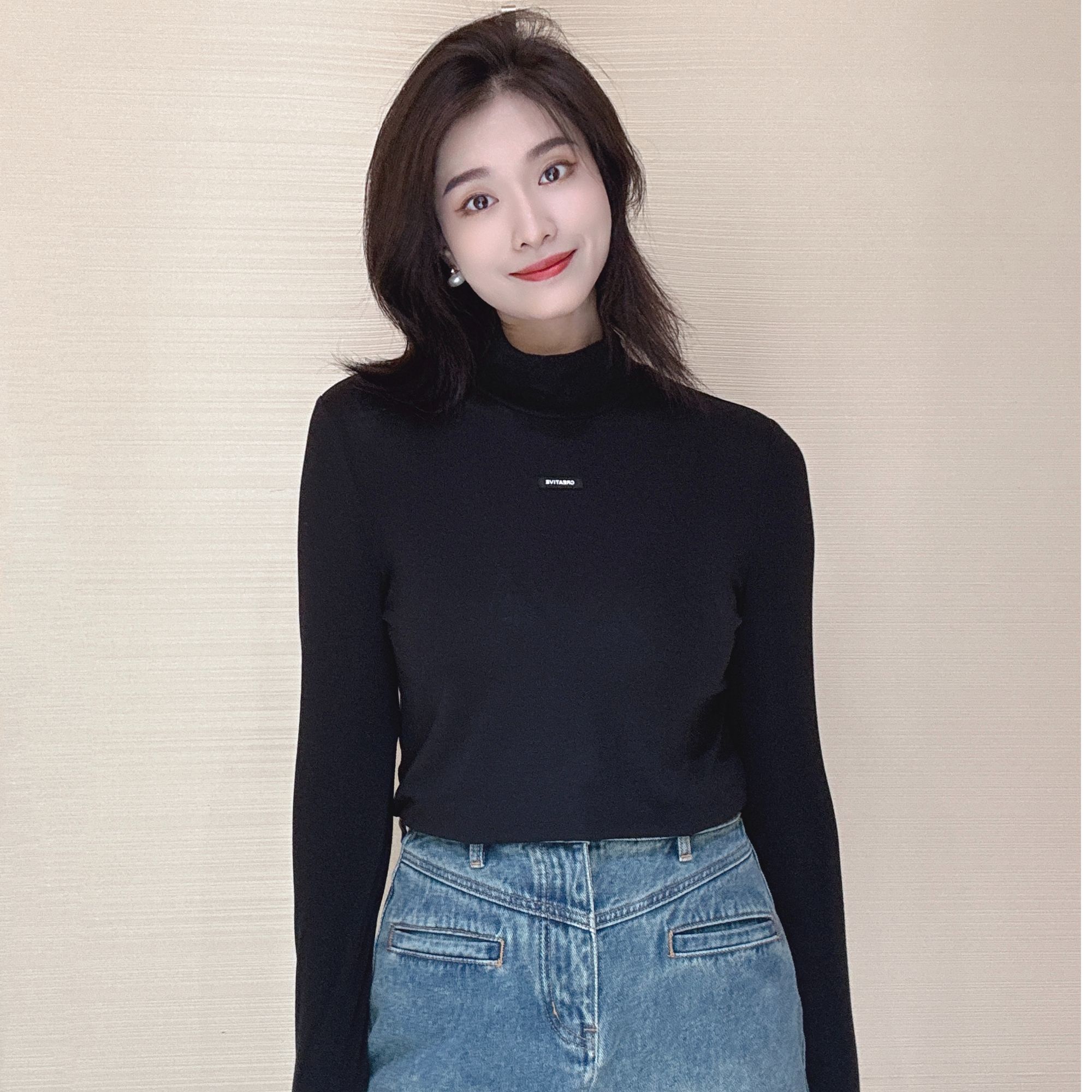 俪妍【LIVELY·YAN】秋冬新款绵羊毛面膜衫37803百搭时尚打底堆领