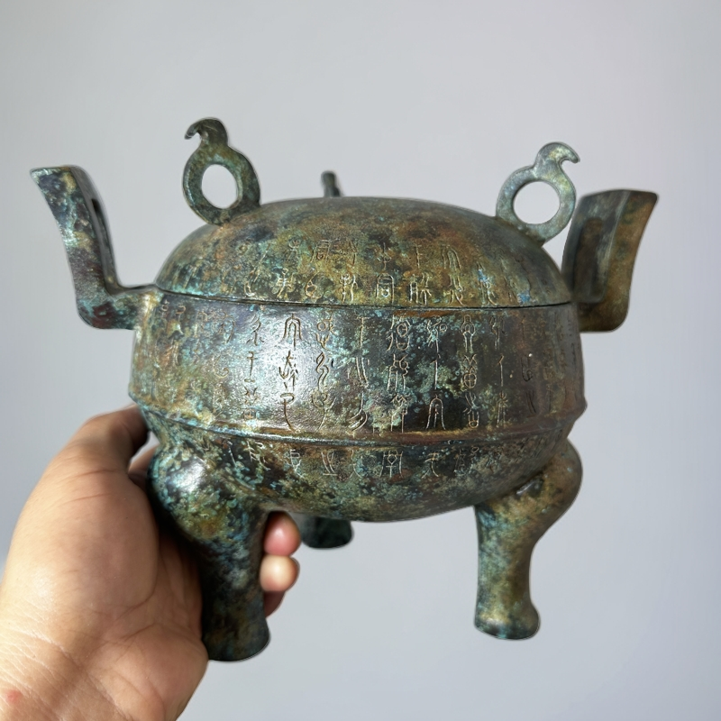 仿战国中山王鼎铜河北博物院藏高19厘米耳距宽23.5厘米4.5斤左右