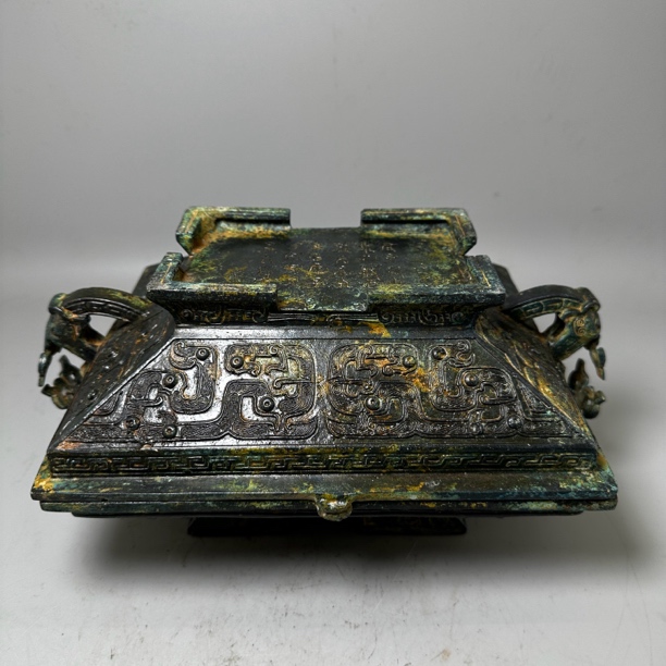 仿春秋时期青铜器方簠食器祭祀礼器铜古玩收藏家居装饰高档工艺品