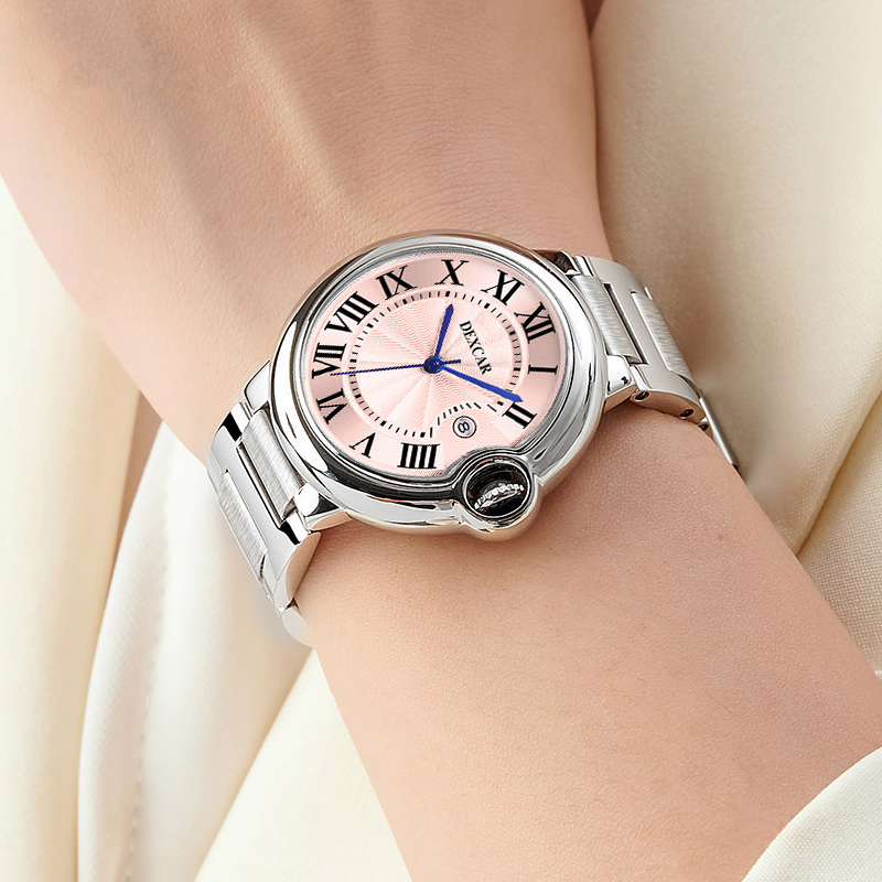 气球系列 气质女款全自动机械腕表日历款（小红）