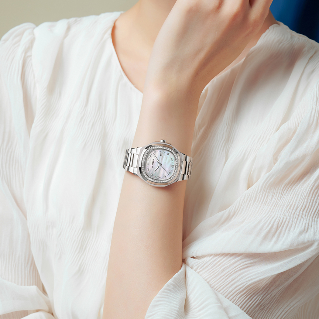 冰糖系列 轻奢女款全自动机械表贝母盘腕表日历+镶钻款（小瑜）