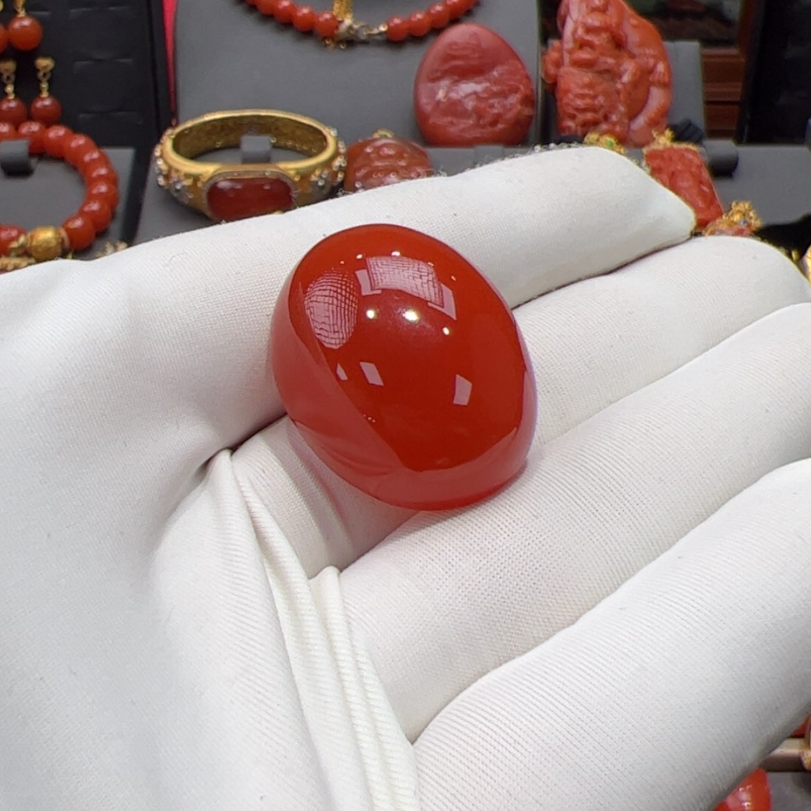 【闪购商品】南红玛瑙戒面未镶嵌三**兽原矿高品冰红戒面