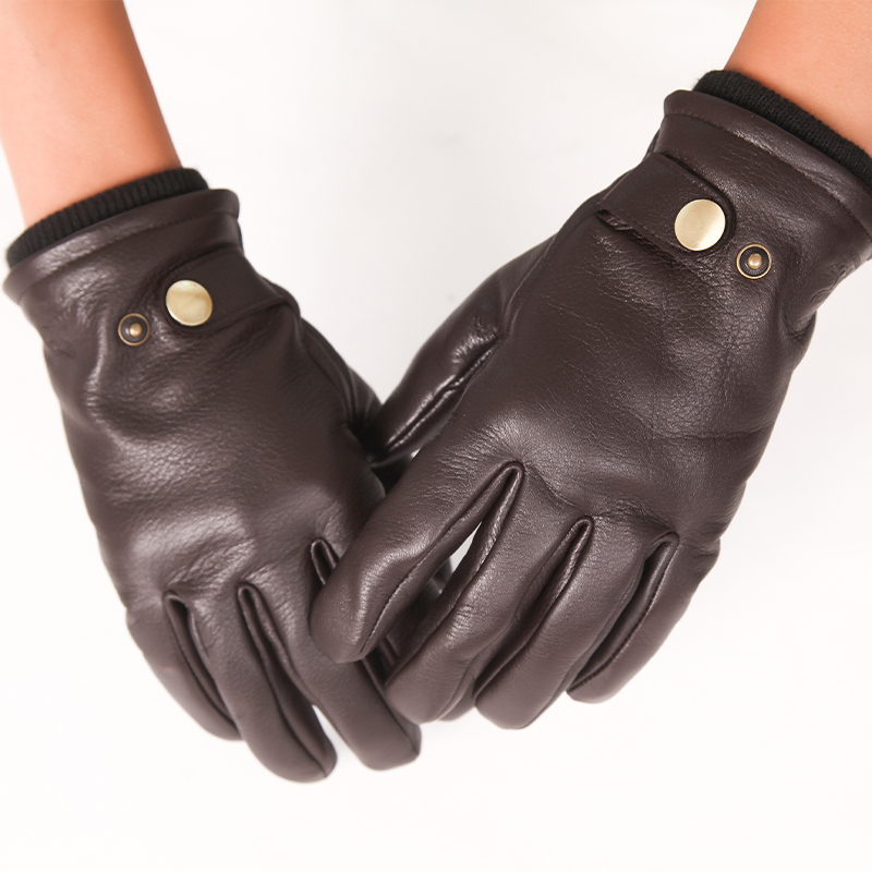 男士加绒保暖针织内里高端拱形进口鹿皮手套