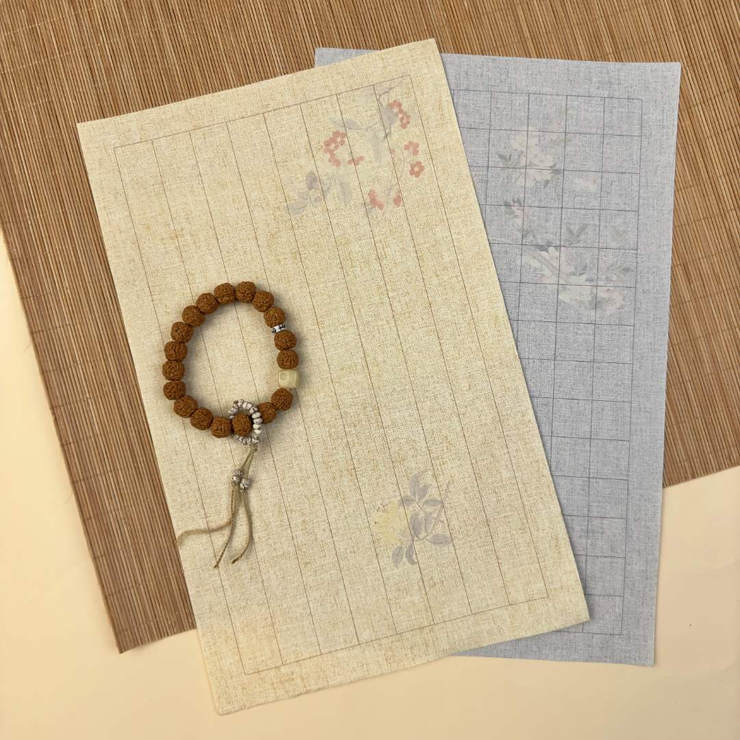 【阅川轩】《微喷蜡染印花日课纸》方格竖格半熟蜡染纸创作书写细腻