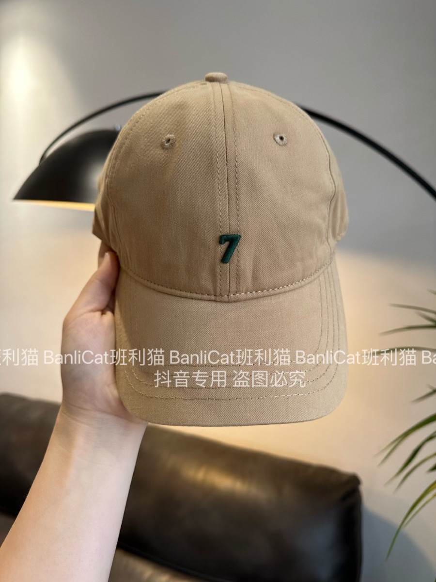 Banlicat 韩版简约刺绣7粉棒球帽子男女宽檐高顶大头围遮阳鸭舌帽