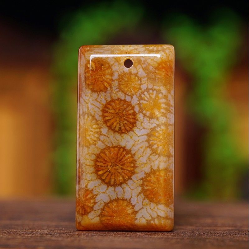 大自然珊瑚玉天然玉石彩色大花吊坠直播间选货